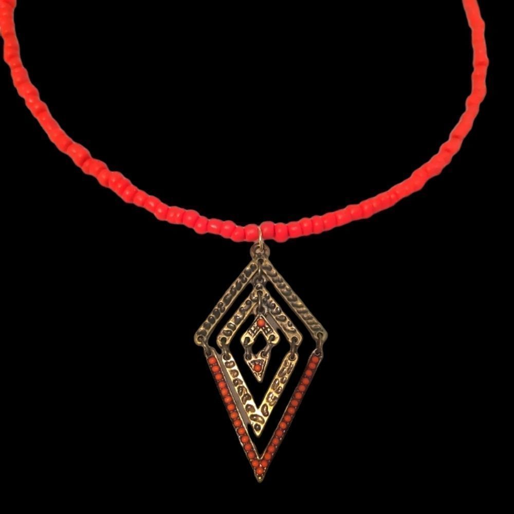 Rin's Unique Boutique - Handmade - Red - Beaded - Necklace